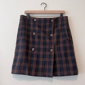 Madewell button plaid mini skirt